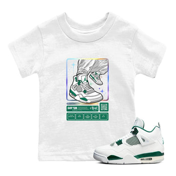 AJ4 Oxidized Green shirts to match jordans Sneaker Trading Card sneaker match tees Air Jordan 4 Oxidized Green SNRT Sneaker Tees streetwear brand Baby and Youth White 1 cotton tee