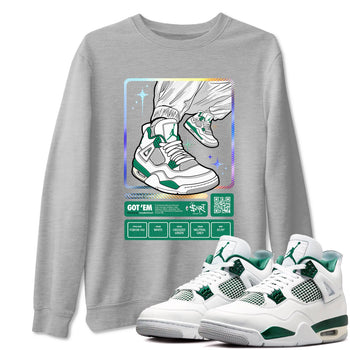 AJ4 Oxidized Green shirts to match jordans Sneaker Trading Card sneaker match tees Air Jordan 4 Oxidized Green SNRT Sneaker Tees streetwear brand Heather Grey 1 unisex cotton tee