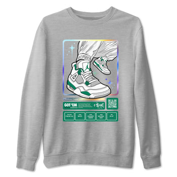 AJ4 Oxidized Green shirts to match jordans Sneaker Trading Card sneaker match tees Air Jordan 4 Oxidized Green SNRT Sneaker Tees streetwear brand Heather Grey 2 unisex cotton tee