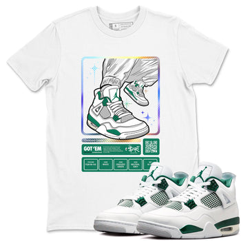 AJ4 Oxidized Green shirts to match jordans Sneaker Trading Card sneaker match tees Air Jordan 4 Oxidized Green SNRT Sneaker Tees streetwear brand White 1 unisex cotton tee