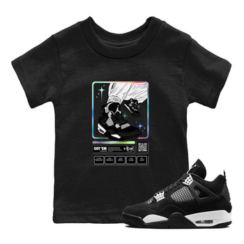 AJ4 White Thunder shirts to match jordans Sneaker Trading Card sneaker match tees Air Jordan 4 White Thunder SNRT Sneaker Tees streetwear brand Baby and Youth Black 1 cotton tee