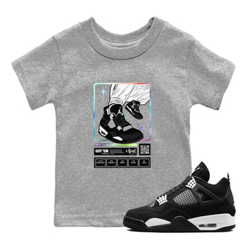 AJ4 White Thunder shirts to match jordans Sneaker Trading Card sneaker match tees Air Jordan 4 White Thunder SNRT Sneaker Tees streetwear brand Baby and Youth Heather Grey 1 cotton tee