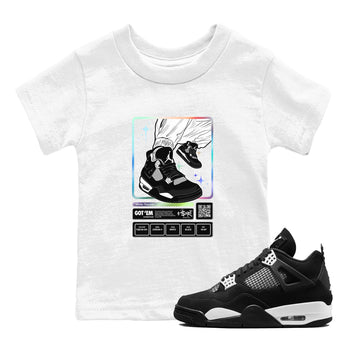 AJ4 White Thunder shirts to match jordans Sneaker Trading Card sneaker match tees Air Jordan 4 White Thunder SNRT Sneaker Tees streetwear brand Baby and Youth White 1 cotton tee