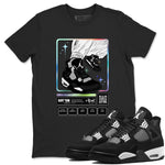 AJ4 White Thunder shirts to match jordans Sneaker Trading Card sneaker match tees Air Jordan 4 White Thunder SNRT Sneaker Tees streetwear brand Black 1 unisex cotton tee