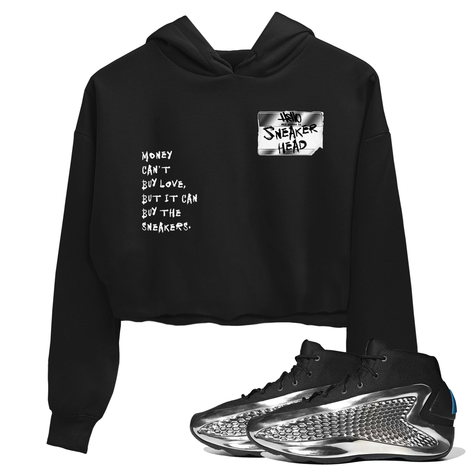 AE 1 Silver Metallic shirts to match jordans Sneakerhead Badge graphic tees AE 1 Silver Metallic t shirts to match sneakers SNRT Sneaker Tees unisex cotton Black 1 crop tee