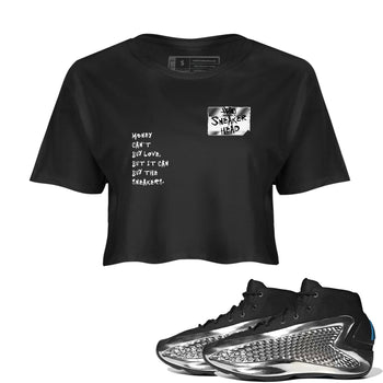 AE 1 Silver Metallic shirts to match jordans Sneakerhead Badge graphic tees AE 1 Silver Metallic t shirts to match sneakers SNRT Sneaker Tees unisex cotton Black 1 crop tee
