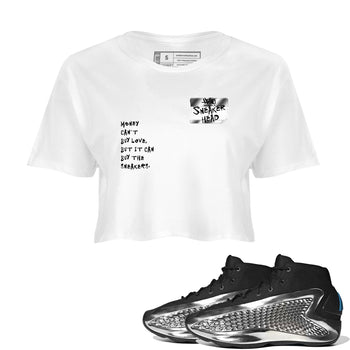 AE 1 Silver Metallic shirts to match jordans Sneakerhead Badge graphic tees AE 1 Silver Metallic t shirts to match sneakers SNRT Sneaker Tees unisex cotton White 1 crop tee