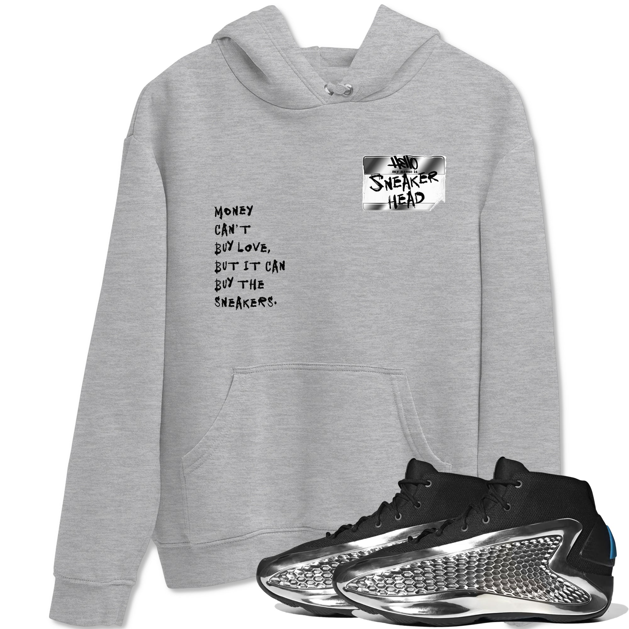 AE 1 Silver Metallic shirts to match jordans Sneakerhead Badge graphic tees AE 1 Silver Metallic t shirts to match sneakers SNRT Sneaker Tees unisex cotton Heather Grey 1 shirts