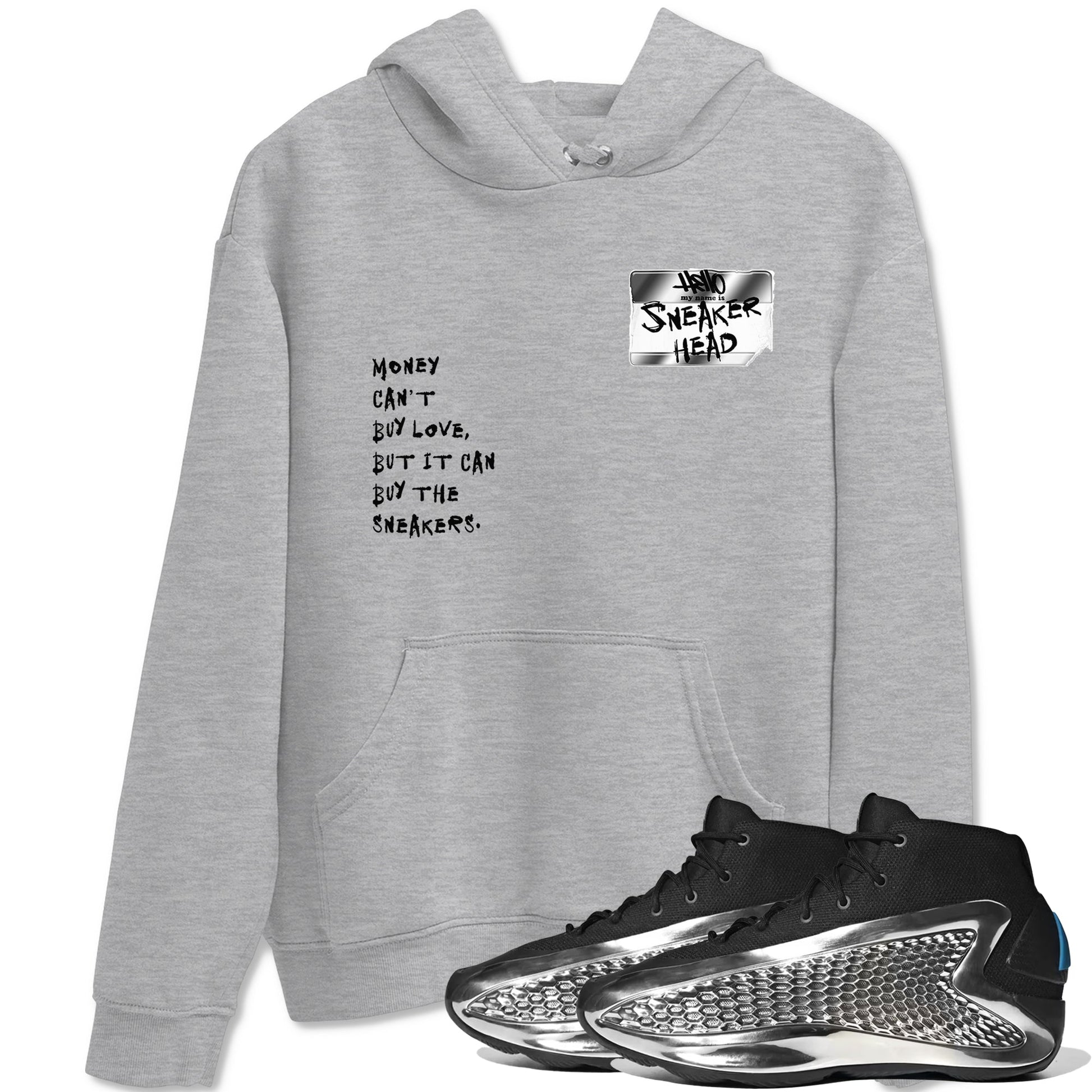AE 1 Silver Metallic shirts to match jordans Sneakerhead Badge graphic tees AE 1 Silver Metallic t shirts to match sneakers SNRT Sneaker Tees unisex cotton Heather Grey 1 shirts