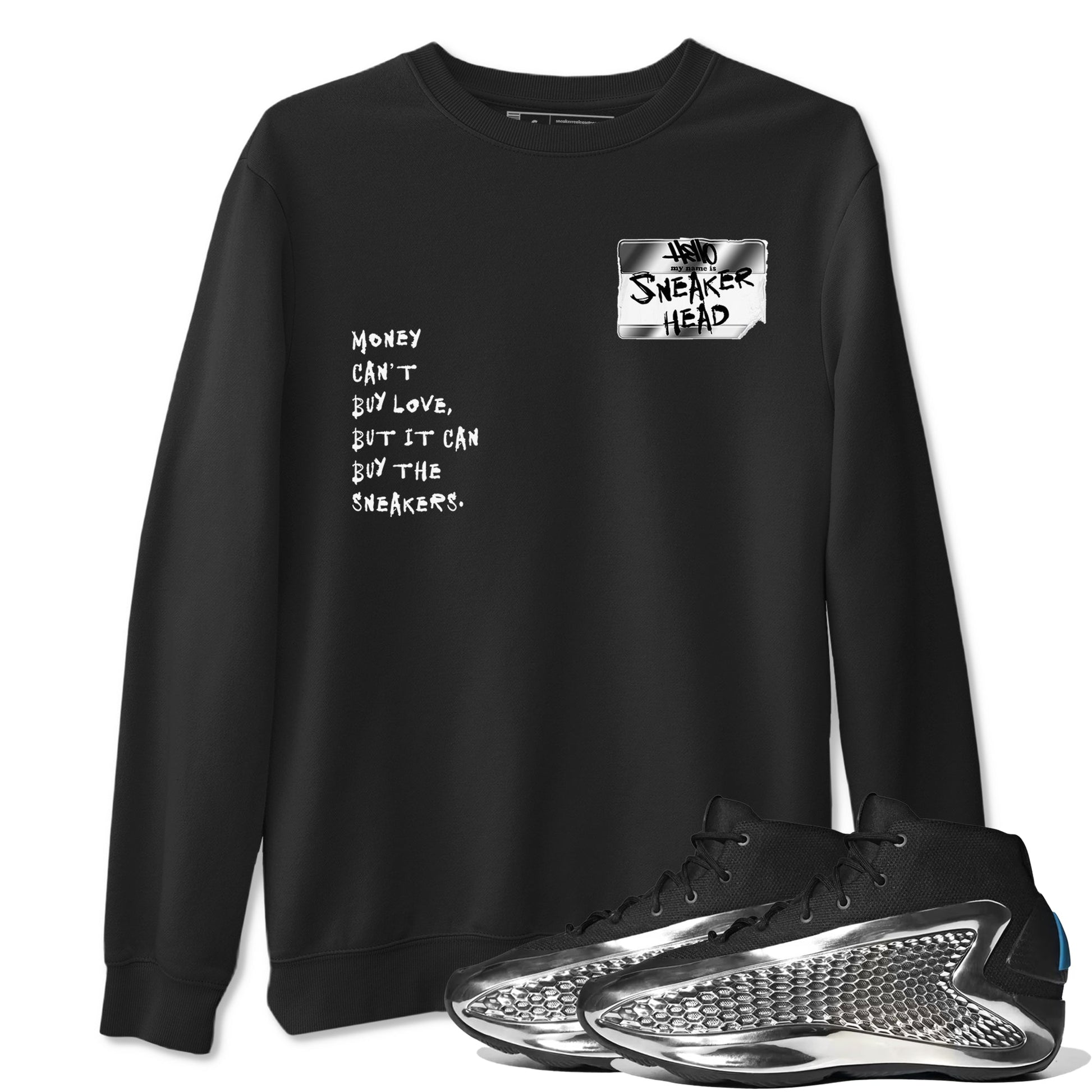 AE 1 Silver Metallic shirts to match jordans Sneakerhead Badge graphic tees AE 1 Silver Metallic t shirts to match sneakers SNRT Sneaker Tees unisex cotton Black 1 shirts