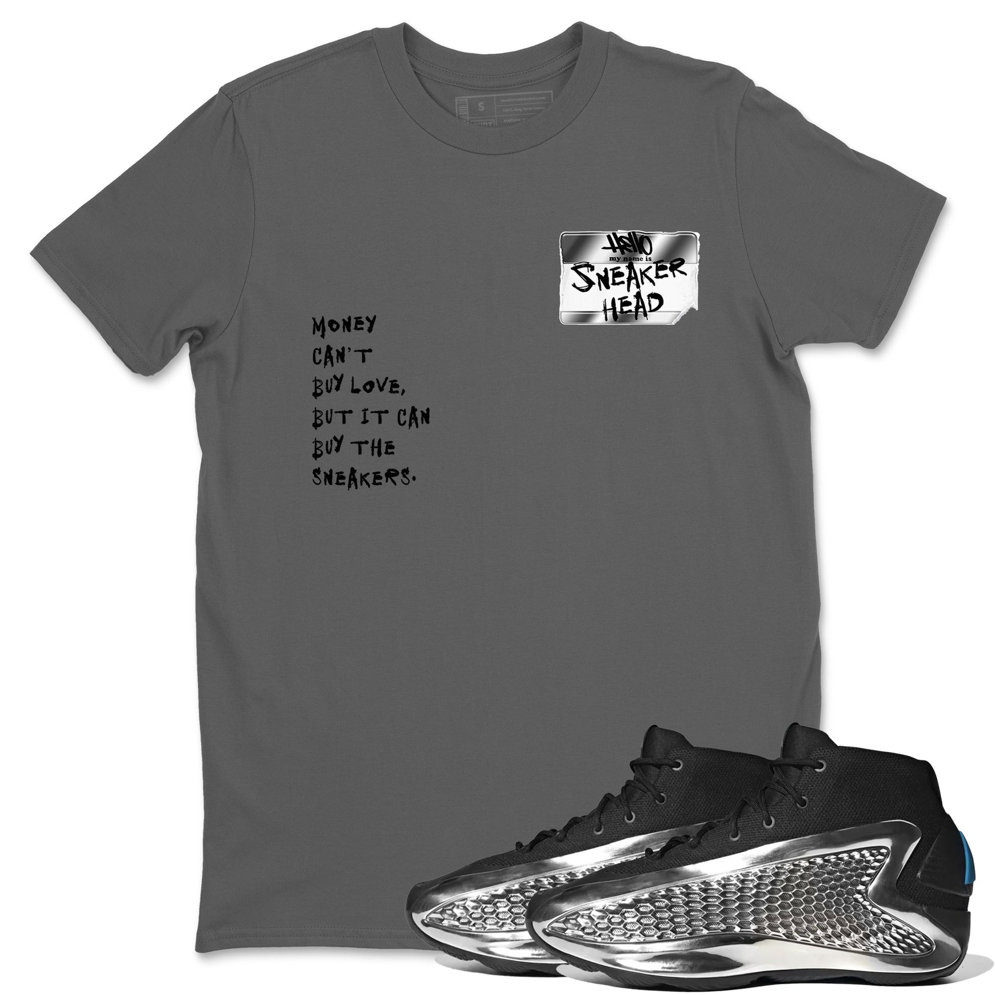 AE 1 Silver Metallic shirts to match jordans Sneakerhead Badge graphic tees AE 1 Silver Metallic t shirts to match sneakers SNRT Sneaker Tees unisex cotton Cool Grey 1 shirts