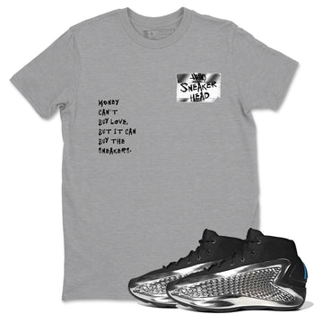 AE 1 Silver Metallic shirts to match jordans Sneakerhead Badge graphic tees AE 1 Silver Metallic t shirts to match sneakers SNRT Sneaker Tees unisex cotton Heather Grey 1 shirts