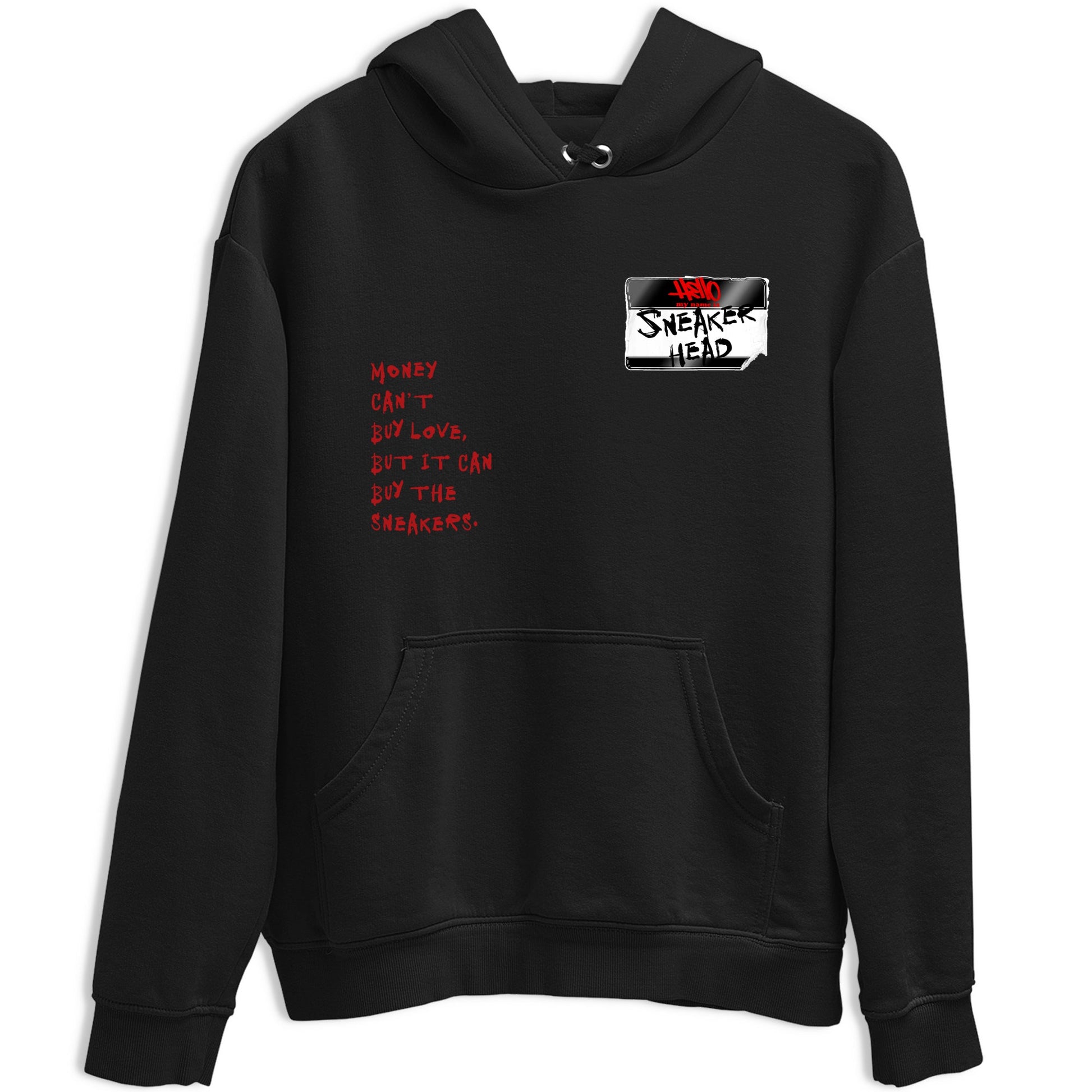 Sneaker match tees – Sneaker Threads To Match Air Foamposite Cough Drop Shoes, Air Foamposite One Black and Varsity Red – Sneakerhead Badge Tee Black 2