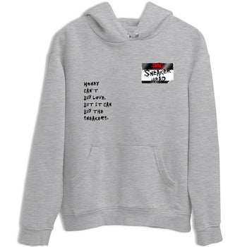 Sneaker match tees – Sneaker Threads To Match Air Foamposite Cough Drop Shoes, Air Foamposite One Black and Varsity Red – Sneakerhead Badge Tee Heather Grey 2