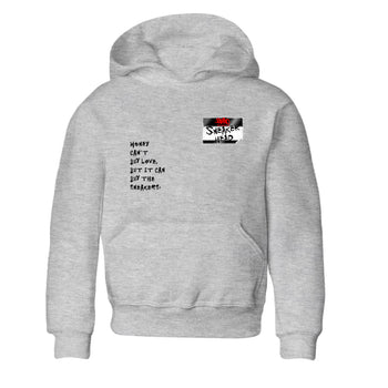 Sneaker match tees – Sneaker Threads To Match Air Foamposite Cough Drop Shoes, Air Foamposite One Black and Varsity Red – Sneakerhead Badge Kids T-Shirt Heather Grey 2