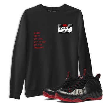 Sneaker match tees – Sneaker Threads To Match Air Foamposite Cough Drop Shoes, Air Foamposite One Black and Varsity Red – Sneakerhead Badge Tee Black 1