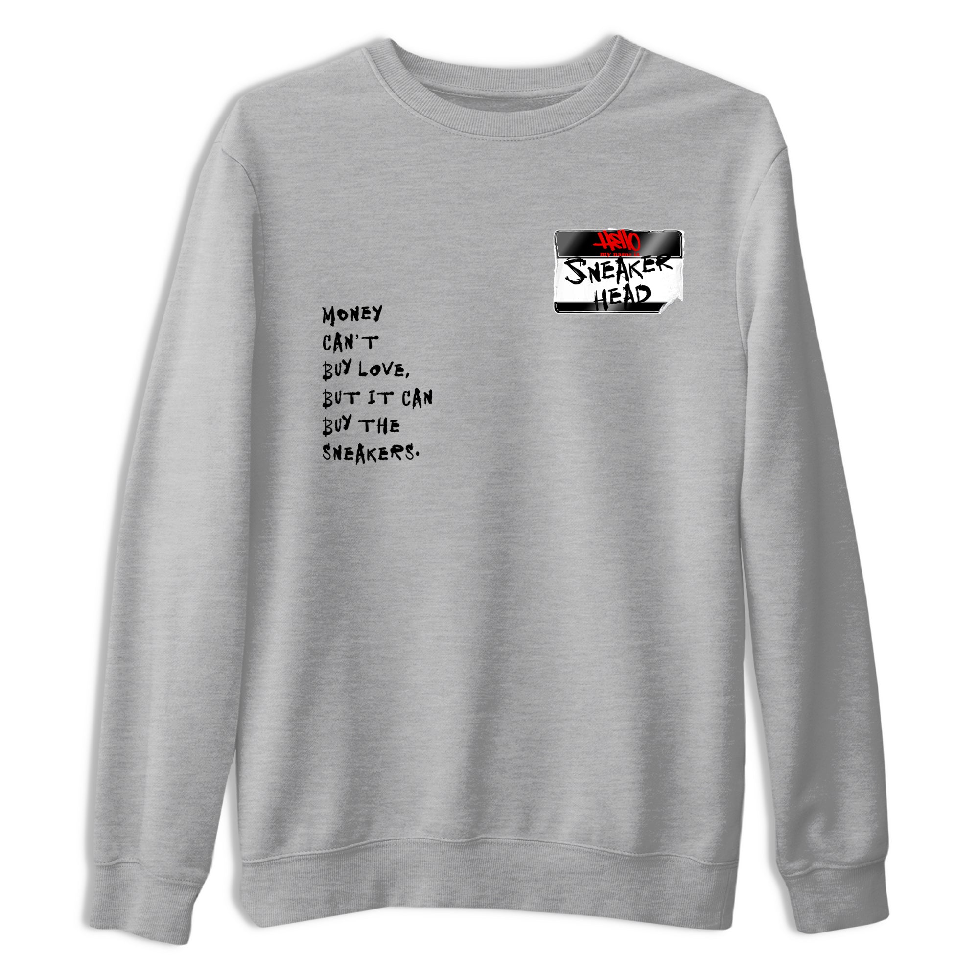Sneaker match tees – Sneaker Threads To Match Air Foamposite Cough Drop Shoes, Air Foamposite One Black and Varsity Red – Sneakerhead Badge Tee Heather Grey 2