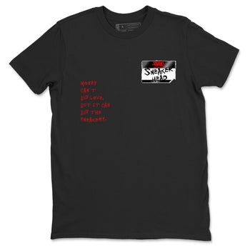 Sneaker match tees – Sneaker Threads To Match Air Foamposite Cough Drop Shoes, Air Foamposite One Black and Varsity Red – Sneakerhead Badge Tee Black 2
