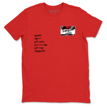 Sneaker match tees – Sneaker Threads To Match Air Foamposite Cough Drop Shoes, Air Foamposite One Black and Varsity Red – Sneakerhead Badge Tee Red 2
