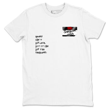 Sneaker match tees – Sneaker Threads To Match Air Foamposite Cough Drop Shoes, Air Foamposite One Black and Varsity Red – Sneakerhead Badge Tee White 2