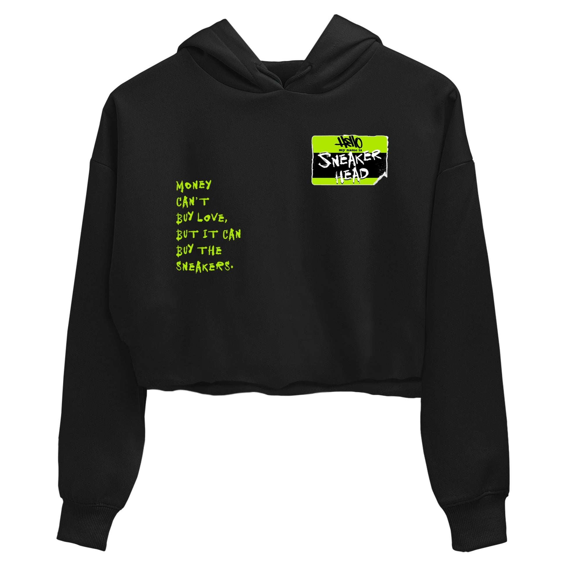 Foams One Black Volt best t shirts to wear with jordans Sneakerhead Badge sneaker match tees Air Foamposite One Black Volt match shoes to clothes SNRT Sneaker Tees unisex cotton Black 2 crop tee