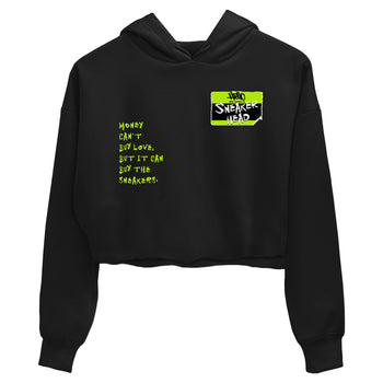 Foams One Black Volt best t shirts to wear with jordans Sneakerhead Badge sneaker match tees Air Foamposite One Black Volt match shoes to clothes SNRT Sneaker Tees unisex cotton Black 2 crop tee