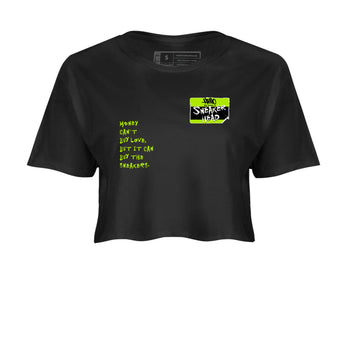 Foams One Black Volt best t shirts to wear with jordans Sneakerhead Badge sneaker match tees Air Foamposite One Black Volt match shoes to clothes SNRT Sneaker Tees unisex cotton Black 2 crop tee