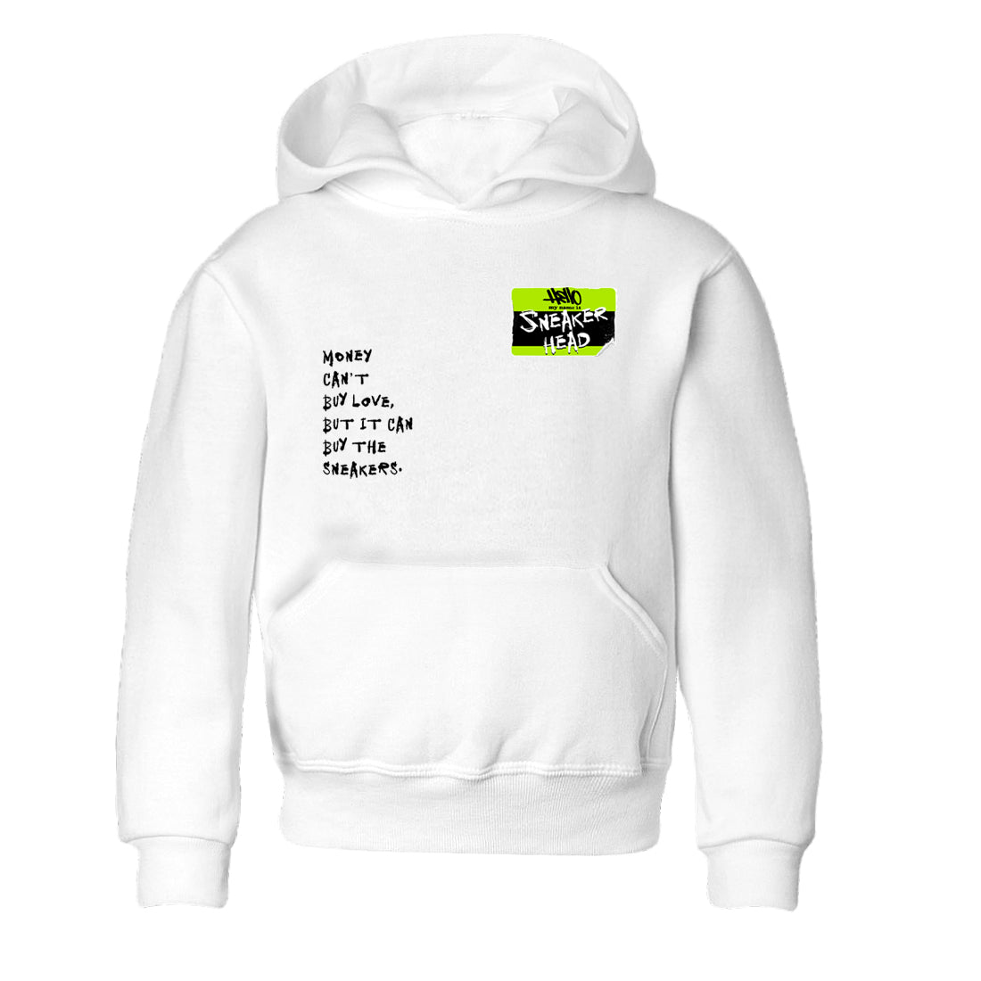 Foams One Black Volt best t shirts to wear with jordans Sneakerhead Badge sneaker match tees Air Foamposite One Black Volt match shoes to clothes SNRT Sneaker Tees Youth Baby White 2 tee