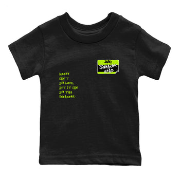Foams One Black Volt best t shirts to wear with jordans Sneakerhead Badge sneaker match tees Air Foamposite One Black Volt match shoes to clothes SNRT Sneaker Tees Youth Baby Black 2 tee