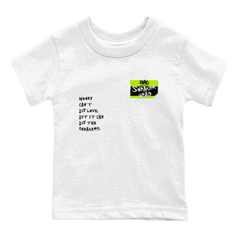 Foams One Black Volt best t shirts to wear with jordans Sneakerhead Badge sneaker match tees Air Foamposite One Black Volt match shoes to clothes SNRT Sneaker Tees Youth Baby White 2 tee