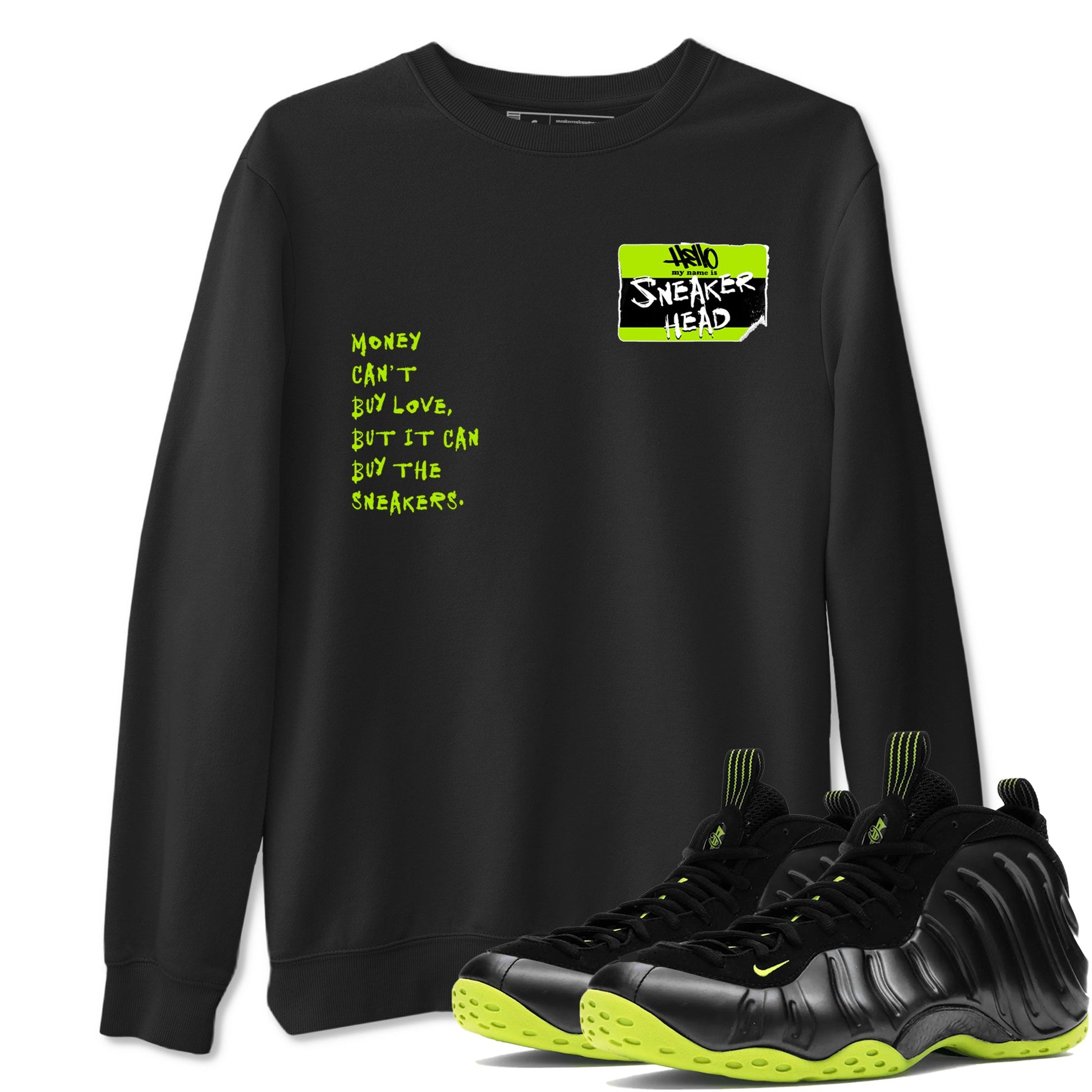 Foams One Black Volt best t shirts to wear with jordans Sneakerhead Badge sneaker match tees Air Foamposite One Black Volt match shoes to clothes SNRT Sneaker Tees unisex cotton Black 1 shirts