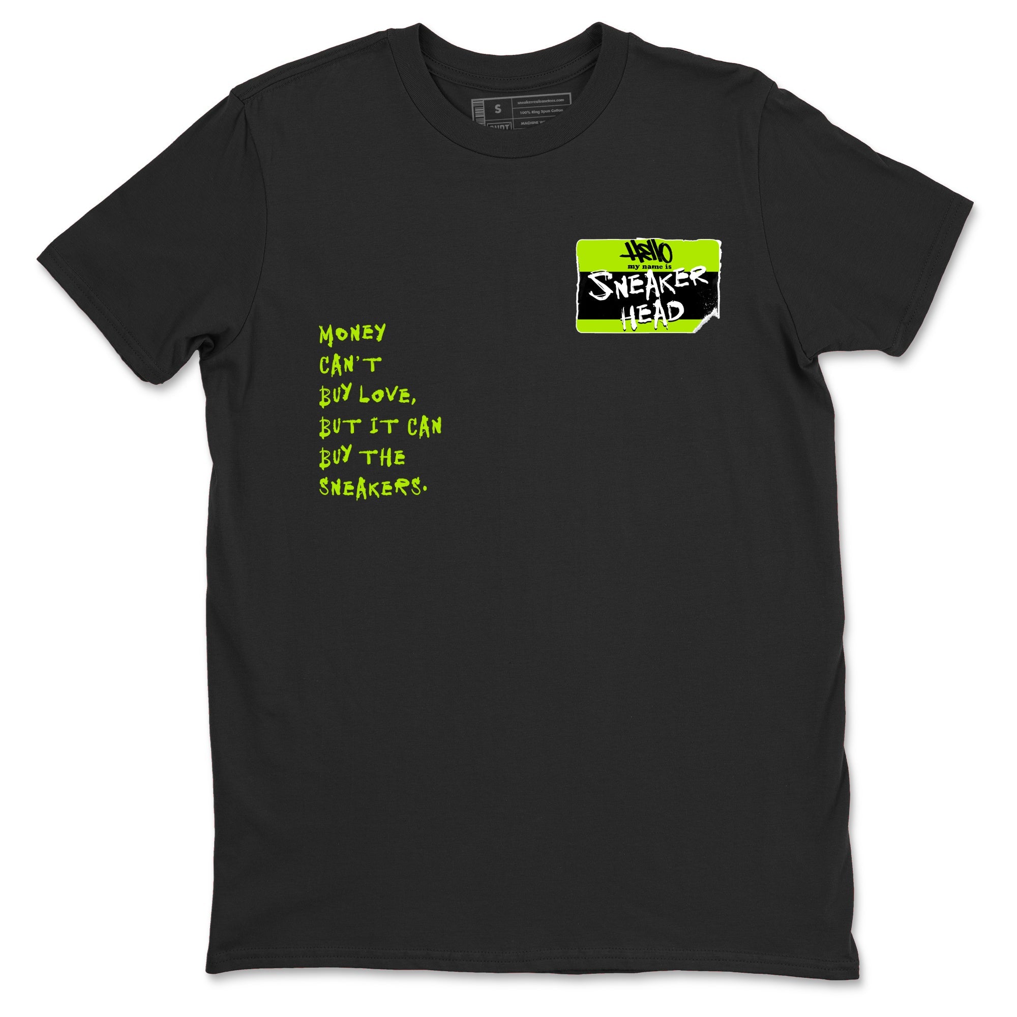 Foams One Black Volt best t shirts to wear with jordans Sneakerhead Badge sneaker match tees Air Foamposite One Black Volt match shoes to clothes SNRT Sneaker Tees unisex cotton Black 2 shirts