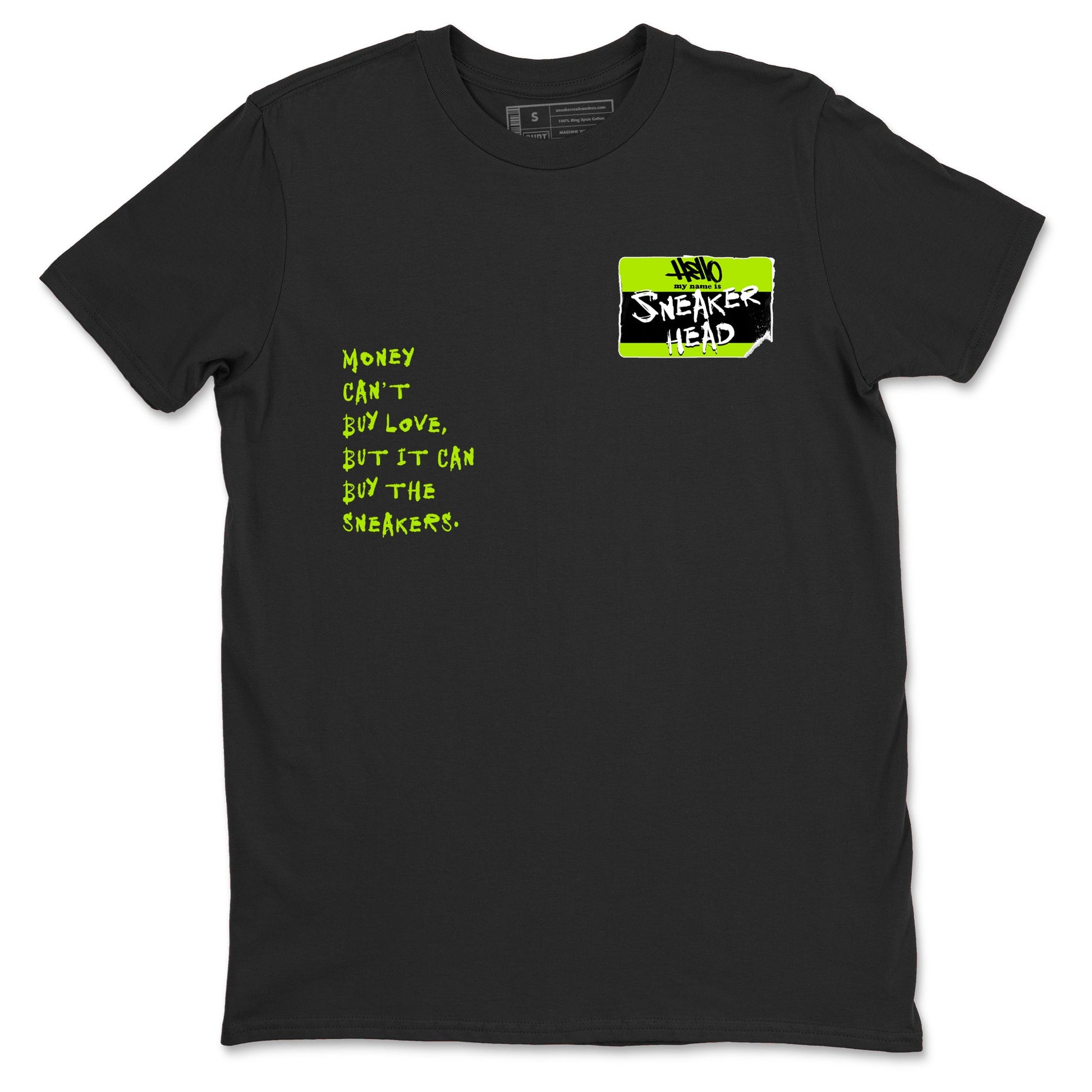 Foams One Black Volt best t shirts to wear with jordans Sneakerhead Badge sneaker match tees Air Foamposite One Black Volt match shoes to clothes SNRT Sneaker Tees unisex cotton Black 2 shirts
