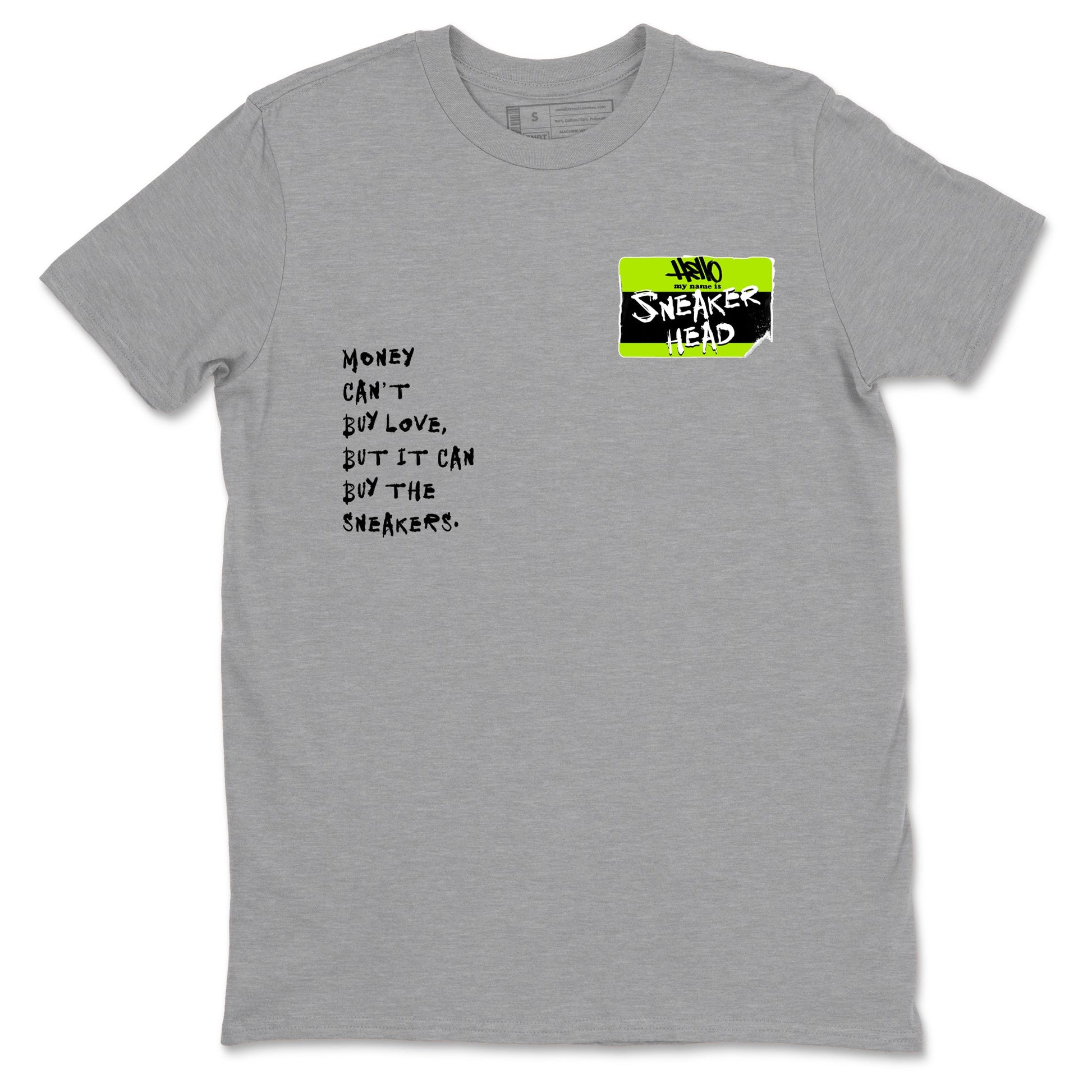 Foams One Black Volt best t shirts to wear with jordans Sneakerhead Badge sneaker match tees Air Foamposite One Black Volt match shoes to clothes SNRT Sneaker Tees unisex cotton Heather Grey 2 shirts