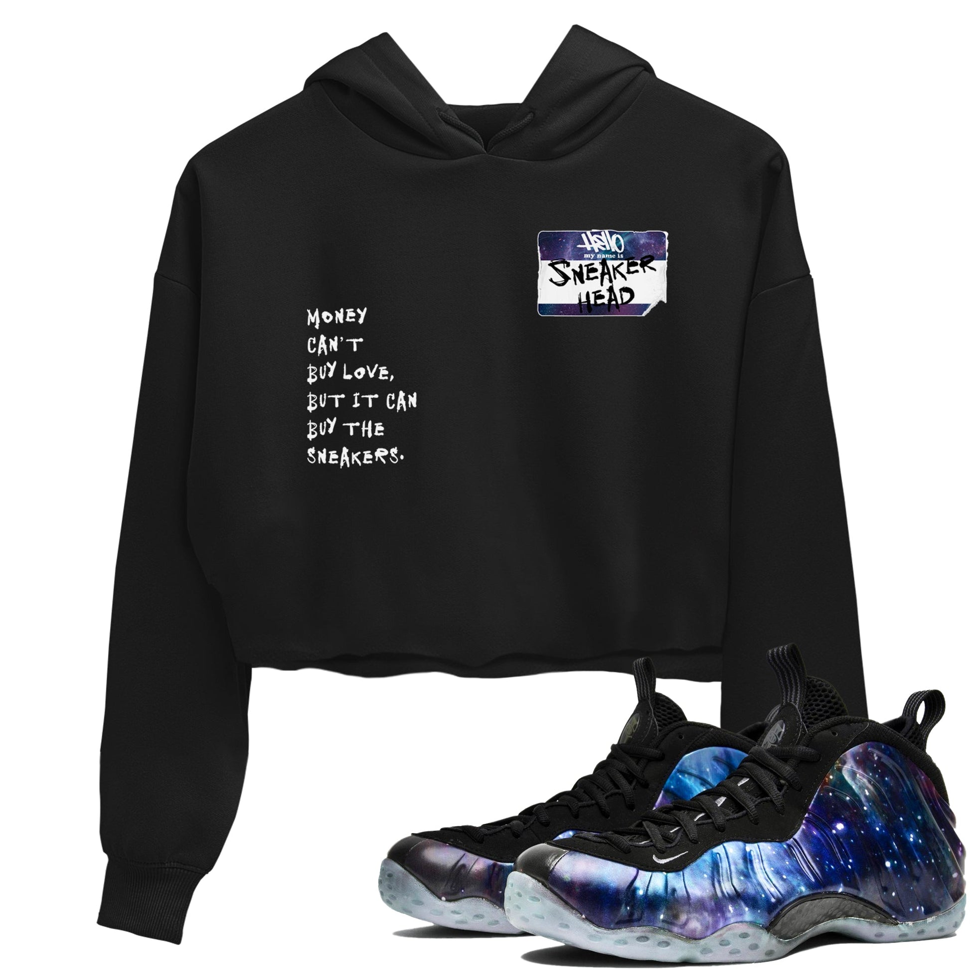 Air Foamposite One Galaxy Shirts To Match Jordans Sneakerhead Badge Sneaker Shirts Air Foamposite 1 Galaxy SNRT Sneaker Release Tees Unisex Cotton Crew Neck Black 1 Crop Shirts