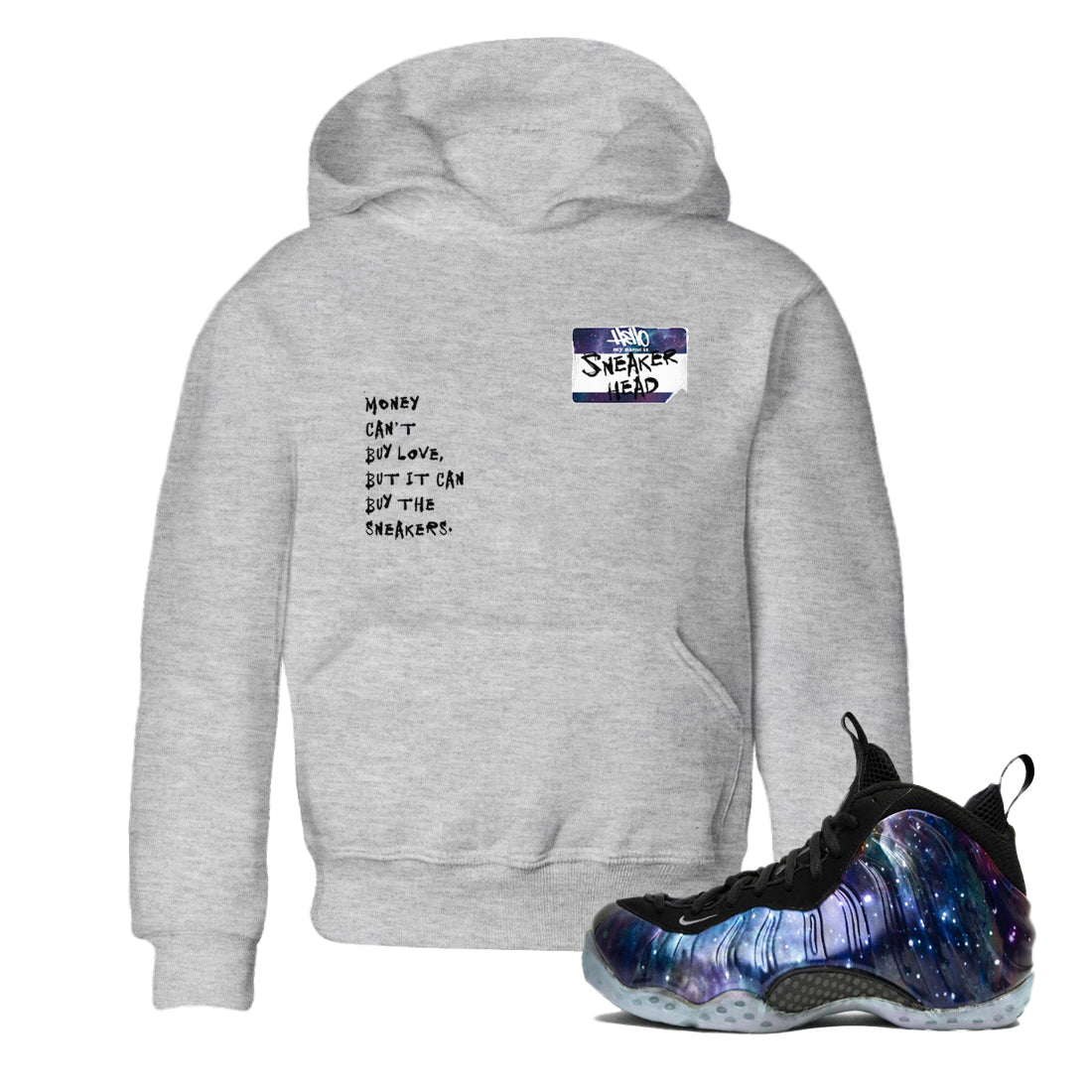 Air Foamposite One Galaxy Shirts To Match Jordans Sneakerhead Badge Sneaker Shirts Air Foamposite 1 Galaxy SNRT Sneaker Release Tees Baby Youth Toddler Heather Grey 1 crew neck shirts