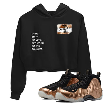 Air Foamposite One Metallic Copper shirts to match jordans Sneakerhead Badge sneaker match tees Air Foamposite One Metallic Copper SNRT Sneaker Release Tees unisex cotton Black 1 Crop Shirts