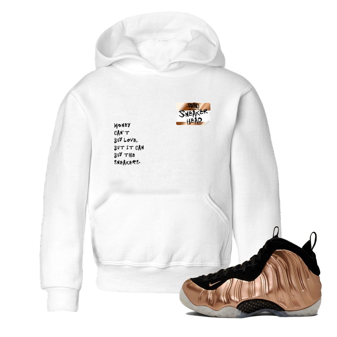 Air Foamposite One Metallic Copper shirts to match jordans Sneakerhead Badge sneaker match tees Air Foamposite One Metallic Copper SNRT Sneaker Release Tees Youth Baby White 1 crew neck shirts