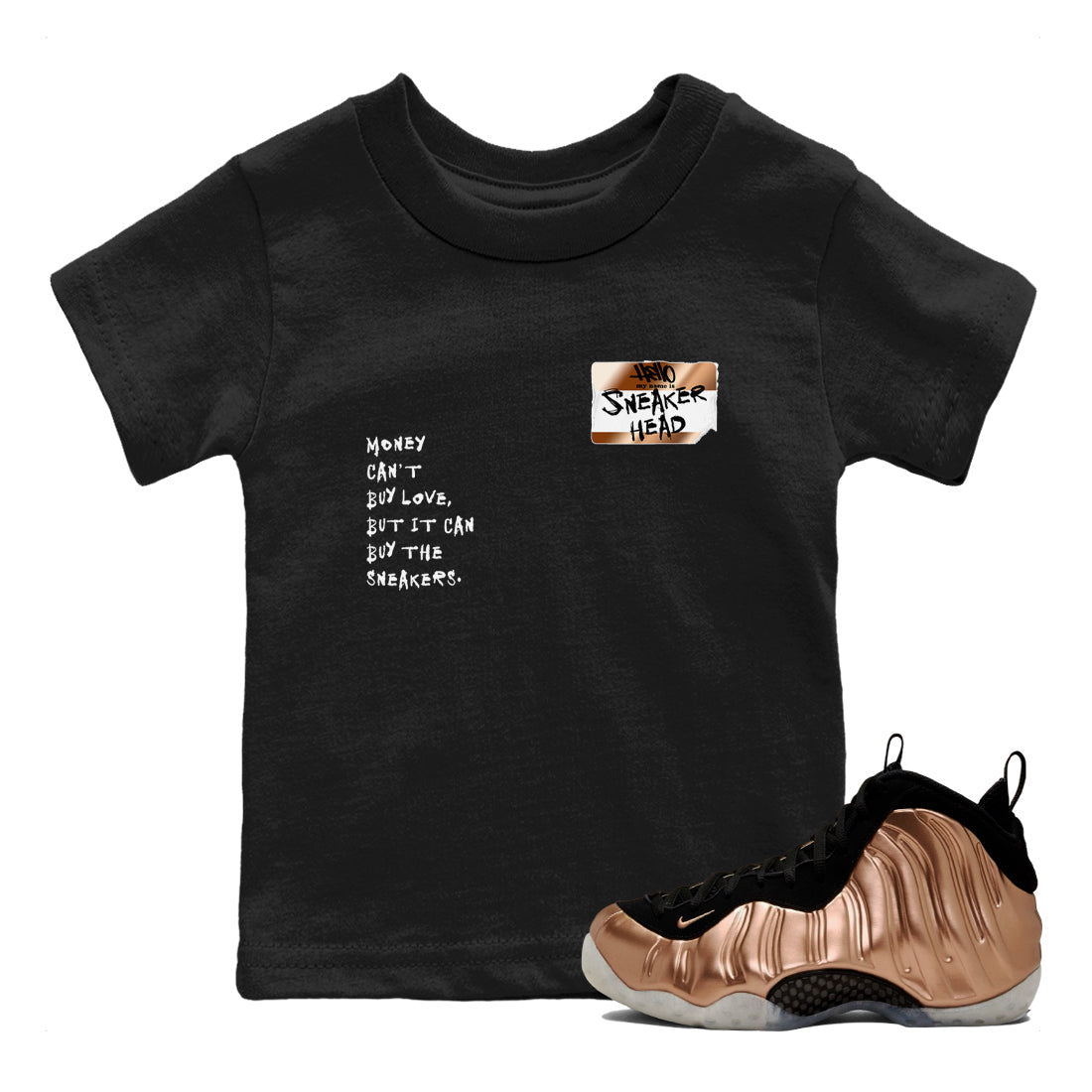 Air Foamposite One Metallic Copper shirts to match jordans Sneakerhead Badge sneaker match tees Air Foamposite One Metallic Copper SNRT Sneaker Release Tees Youth Baby Black 1 crew neck shirts