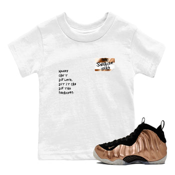 Air Foamposite One Metallic Copper shirts to match jordans Sneakerhead Badge sneaker match tees Air Foamposite One Metallic Copper SNRT Sneaker Release Tees Youth Baby White 1 crew neck shirts