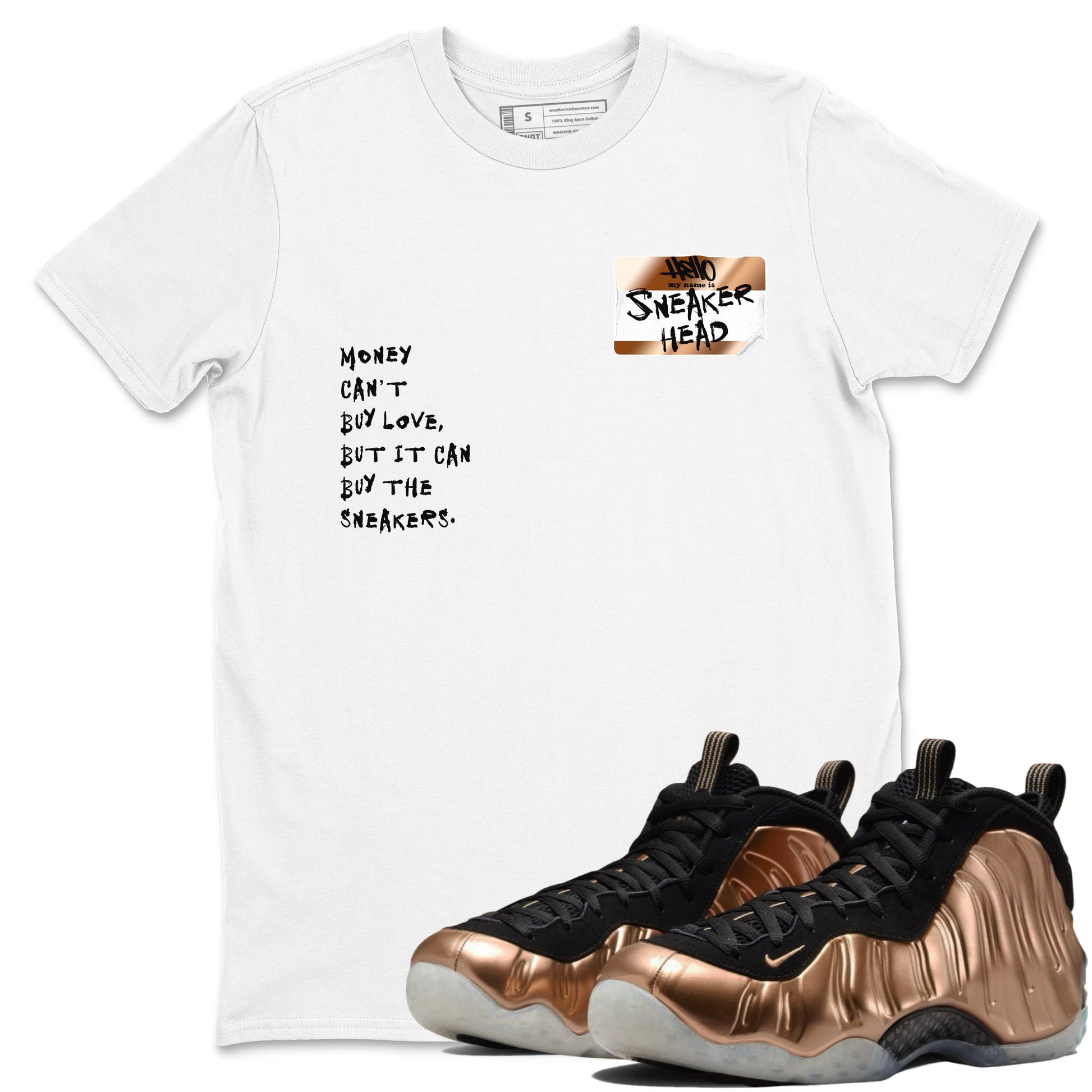 Air Foamposite One Metallic Copper shirts to match jordans Sneakerhead Badge sneaker match tees Air Foamposite One Metallic Copper SNRT Sneaker Release Tees unisex cotton White 1 crew neck shirts