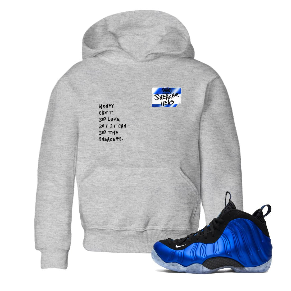 Air Foamposite One Royal shirts to match jordans Sneakerhead Badge sneaker match tees Air Foamposite One Royal SNRT Sneaker Release Tees Youth Baby Heather Grey 1 crew neck shirts