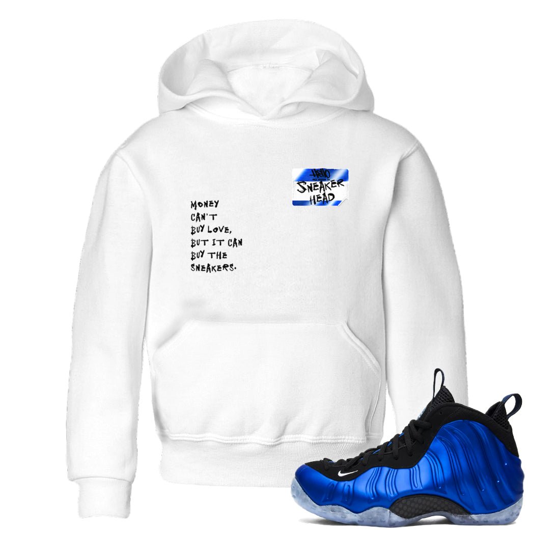 Air Foamposite One Royal shirts to match jordans Sneakerhead Badge sneaker match tees Air Foamposite One Royal SNRT Sneaker Release Tees Youth Baby White 1 crew neck shirts