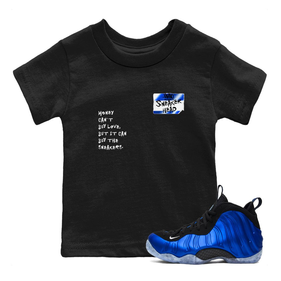 Air Foamposite One Royal shirts to match jordans Sneakerhead Badge sneaker match tees Air Foamposite One Royal SNRT Sneaker Release Tees Youth Baby Black 1 crew neck shirts