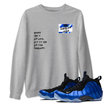 Air Foamposite One Royal shirts to match jordans Sneakerhead Badge sneaker match tees Air Foamposite One Royal SNRT Sneaker Release Tees unisex cotton Heather Grey 1 crew neck shirts