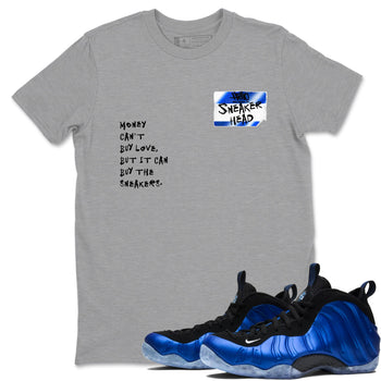 Air Foamposite One Royal shirts to match jordans Sneakerhead Badge sneaker match tees Air Foamposite One Royal SNRT Sneaker Release Tees unisex cotton Heather Grey 1 crew neck shirts