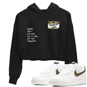 Air Force 1 Ivory Snake shirt to match jordans Sneakerhead Badge sneaker tees Air Force 1 Ivory Snake SNRT Sneaker Release Tees Black 1 crop length shirt