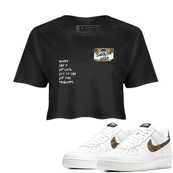 Air Force 1 Ivory Snake shirt to match jordans Sneakerhead Badge sneaker tees Air Force 1 Ivory Snake SNRT Sneaker Release Tees Black 1 crop length shirt