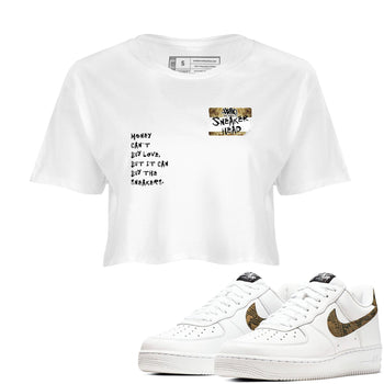 Air Force 1 Ivory Snake shirt to match jordans Sneakerhead Badge sneaker tees Air Force 1 Ivory Snake SNRT Sneaker Release Tees White 1 crop length shirt