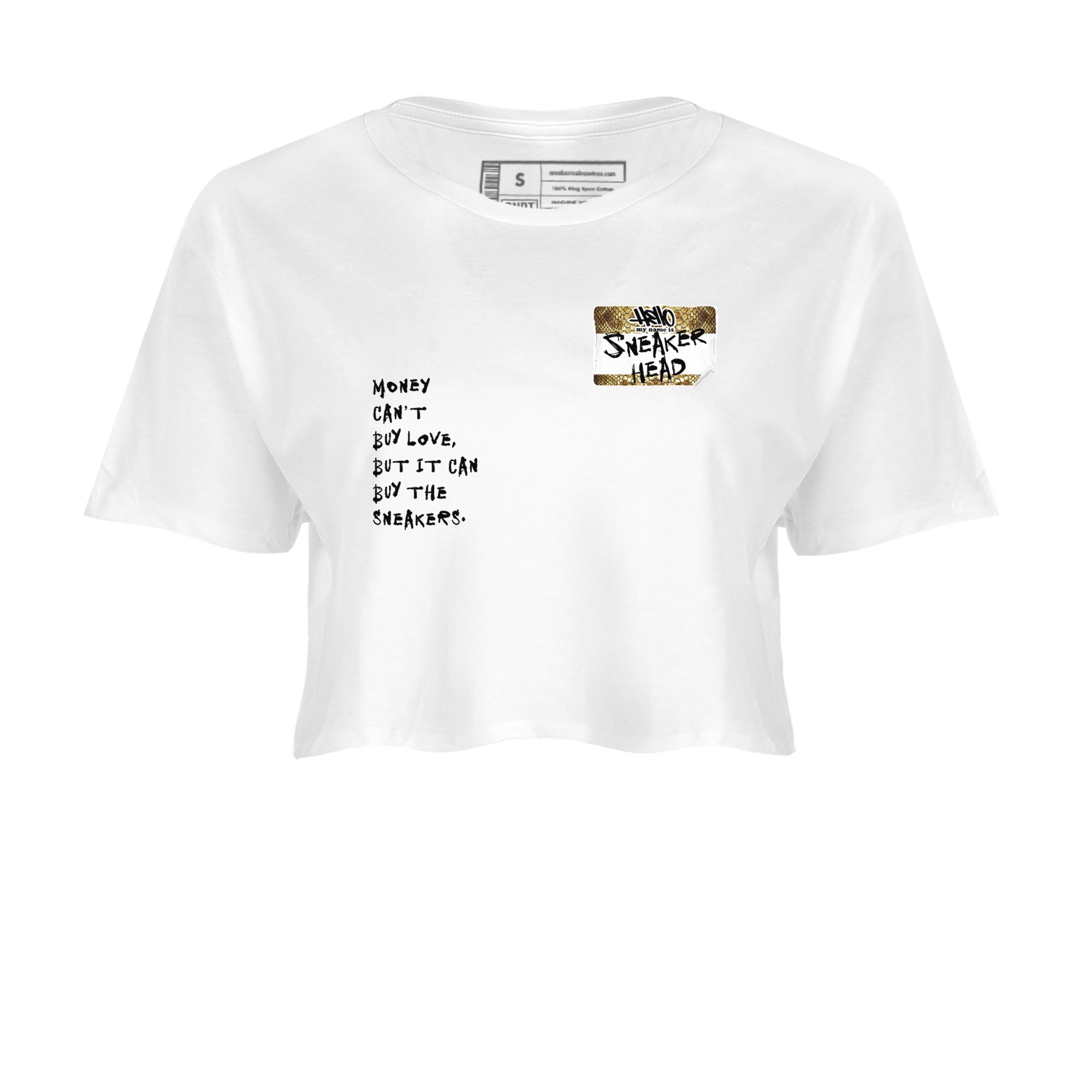 Air Force 1 Ivory Snake shirt to match jordans Sneakerhead Badge sneaker tees Air Force 1 Ivory Snake SNRT Sneaker Release Tees White 2 crop length shirt